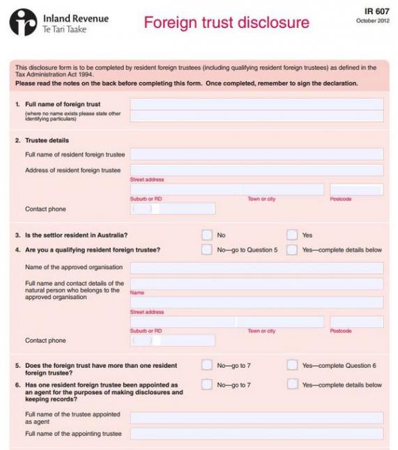 Foreign trust disclosure form