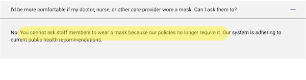 Mass General Hospital Decrees that Patients May Not ***ASK*** Staff to Wear Masks, Even If Immunocompromised (ADA Complaint Filed) 2
